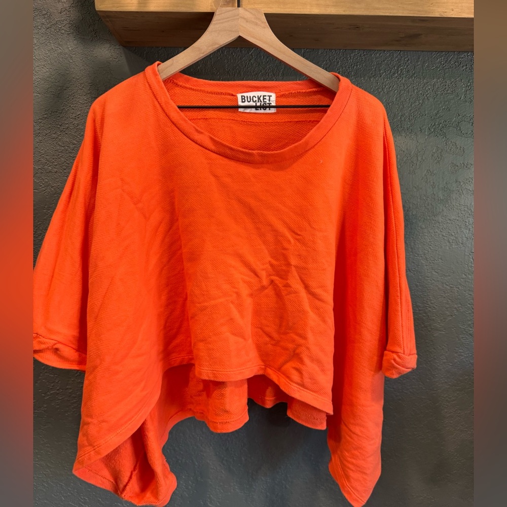 BUCKETLIST Bright Orange Short Sleeve Cropped Tee